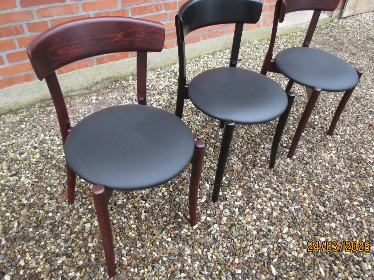 Billede 2 - 3 stk Høffer Spisestole med sort læder