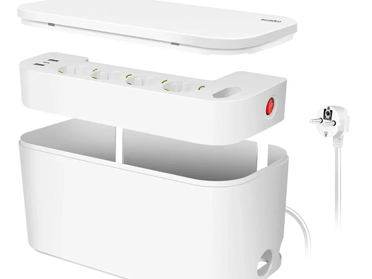 Billede 1 - Stikdåse med kabelskjuler LogiLink 5x Schuko + 3x USB, 1,5 m