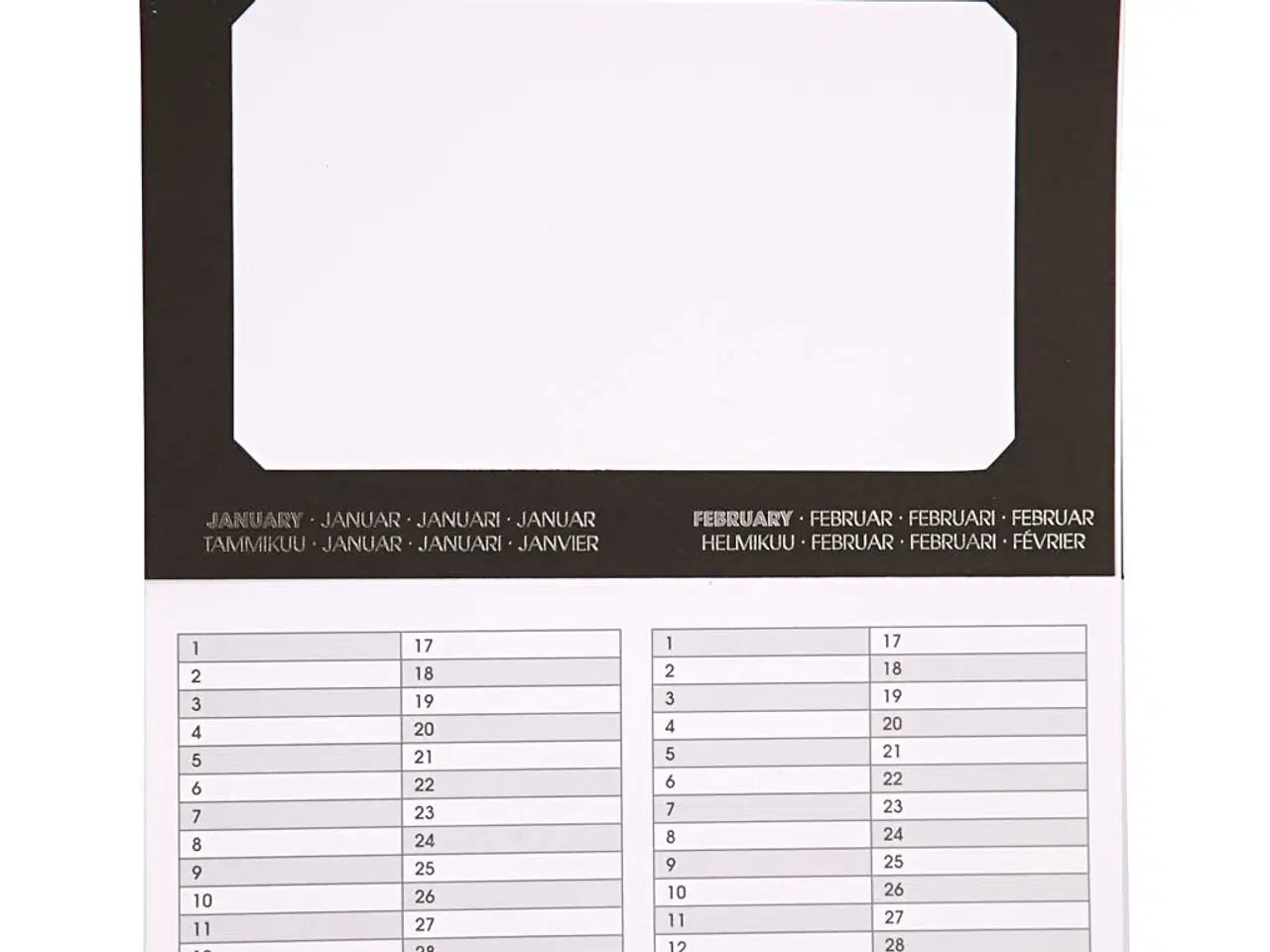 Billede 1 - Evighedskalender, str. 19x23 cm, hulstr. 15,3x9,2 cm, 180 g, 5stk./ 1 pk.