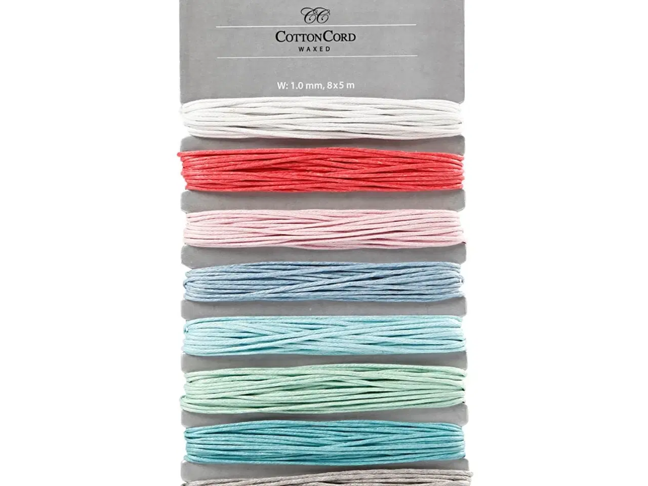 Billede 1 - Bomuldssnor, tykkelse 1 mm, pastelfarver, 8x5m/ 1 pk.