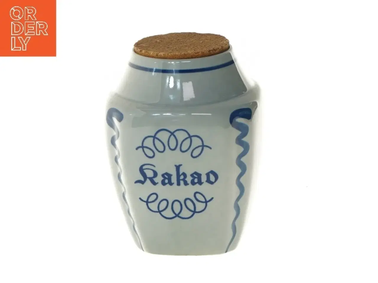 Billede 1 - Kakaokrukke med korklåg fra Søholm (str. Ø 7,5 cm længde 14,5 cm)