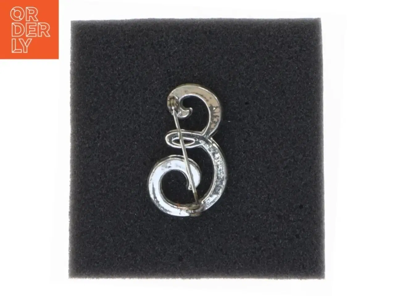 Billede 2 - Sølvfarvet broche med sten (str. 3,5 x 2 cm)