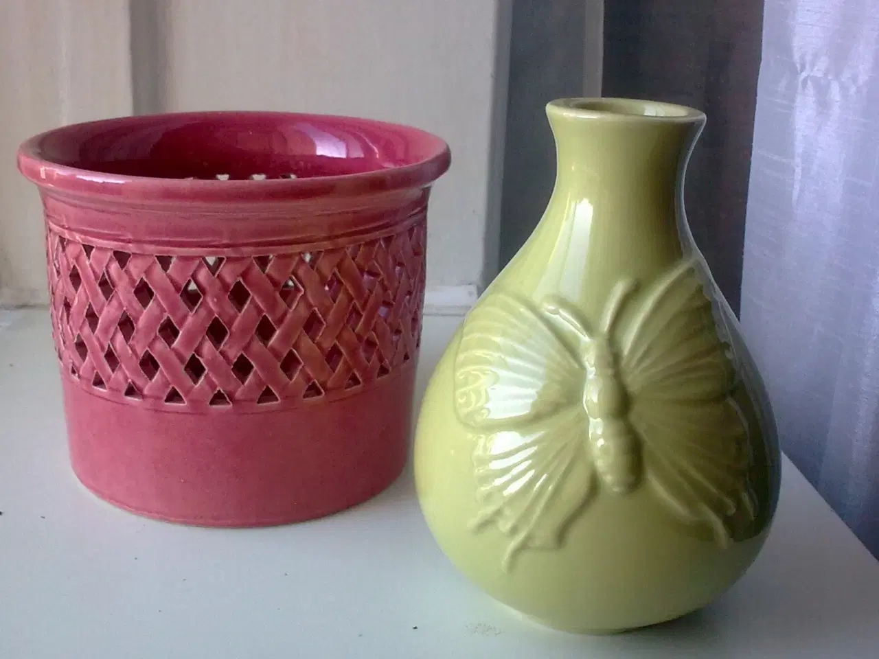 Billede 6 - Rosé keramik pre-1989 håndlavet plante krukke