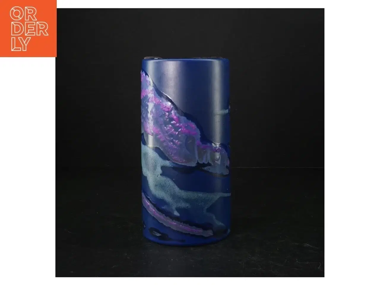 Billede 2 - Blå keramikvase (str. 20 cm)
