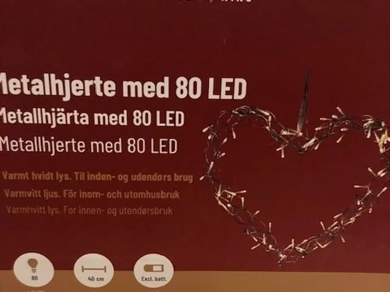 Billede 2 - Metalhjerte 80 LED