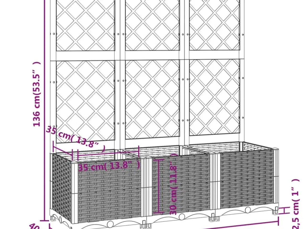 Billede 8 - Plantekasse med espalier 120x40x136 cm PP blågrå