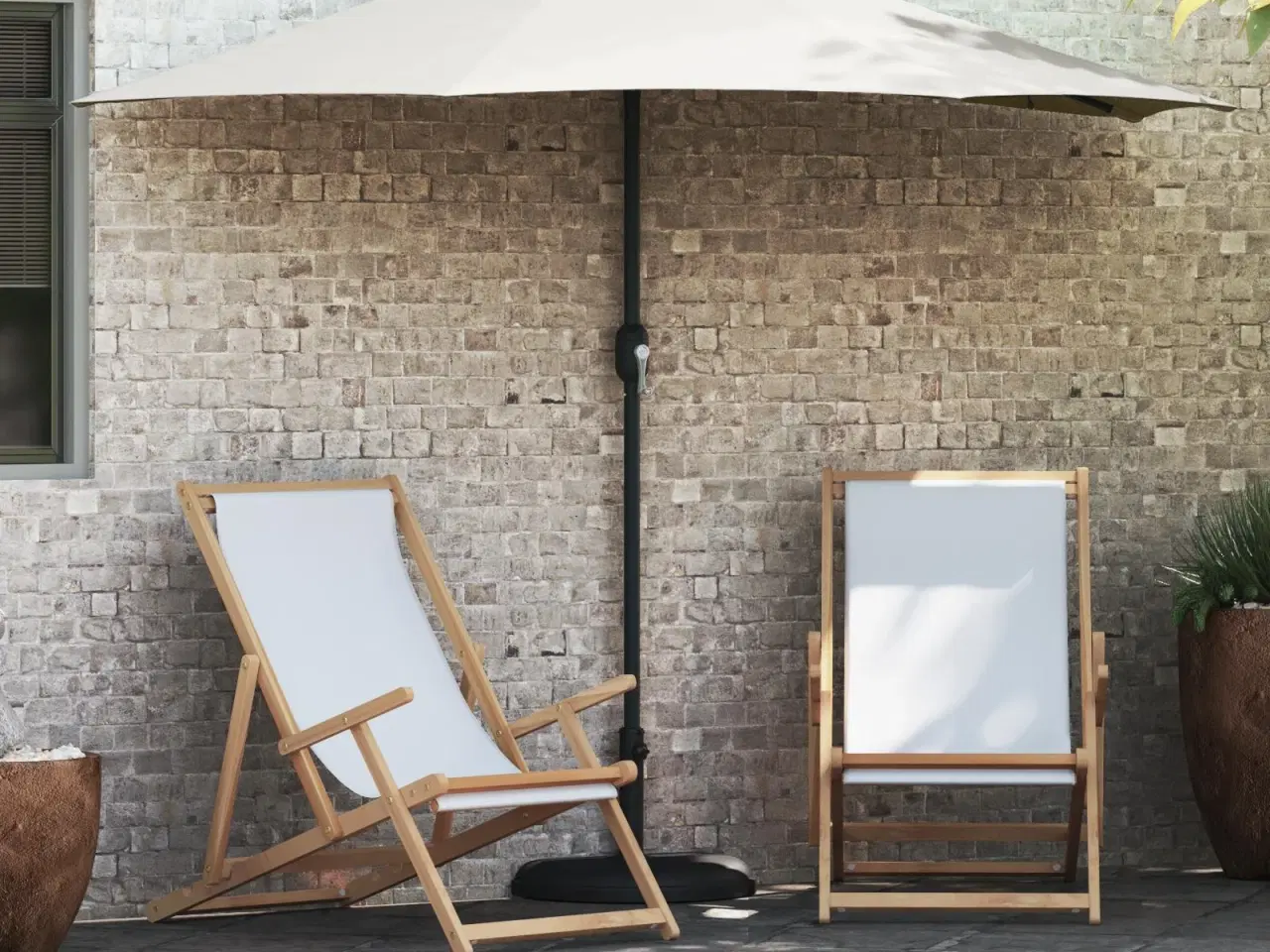 Billede 1 - Halv haveparasol Sandfarvet 294 x 150 x 224 cm Stof