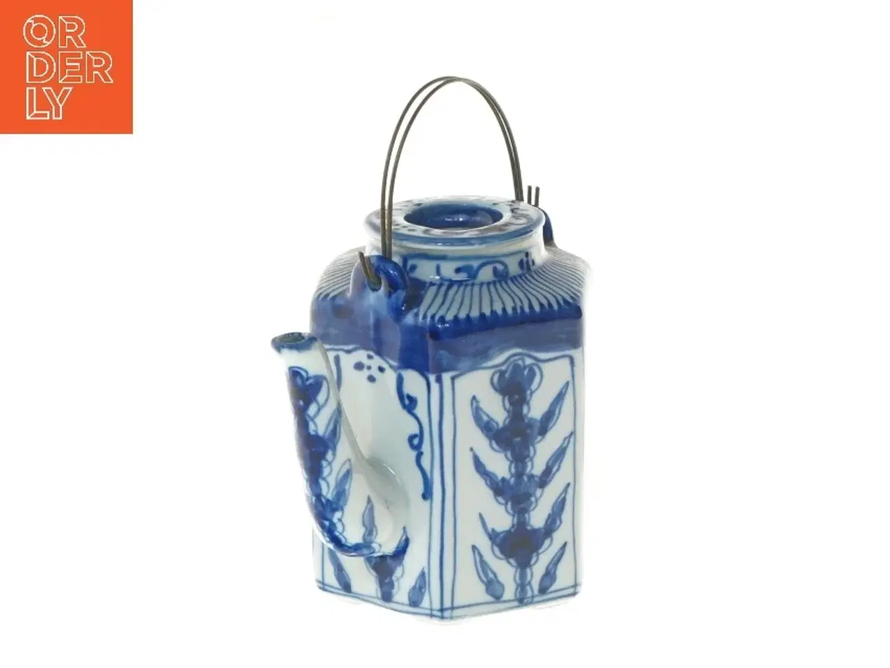 Billede 1 - Keramisk tekande med blå mønstre (str. 13 cm)