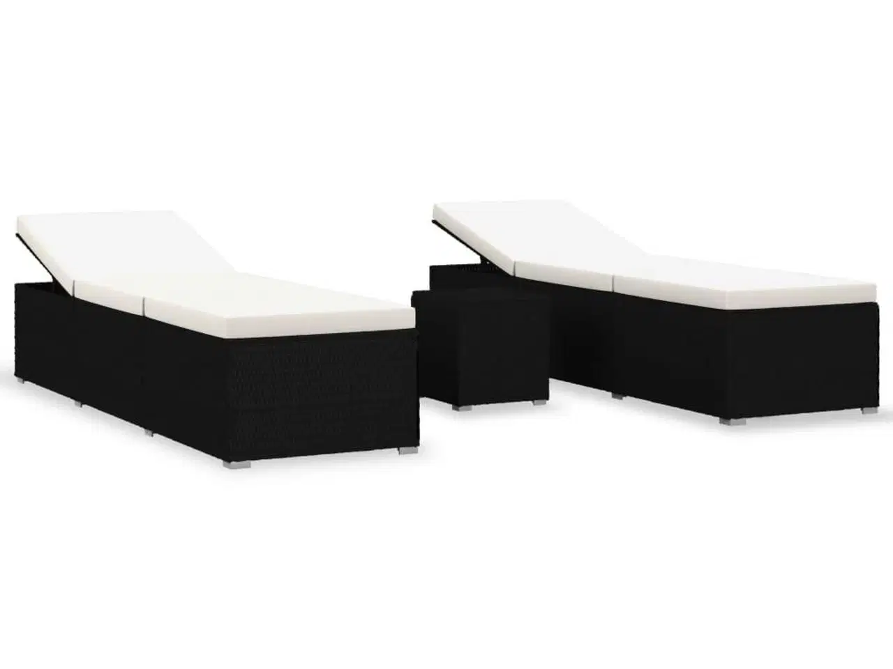 Billede 2 - Liggestole 3 dele med tebord polyrattan sort