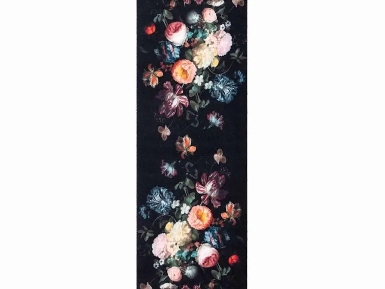 Billede 2 - Køkken tæppe Blomstret Sort 150 x 45 cm Fløjl