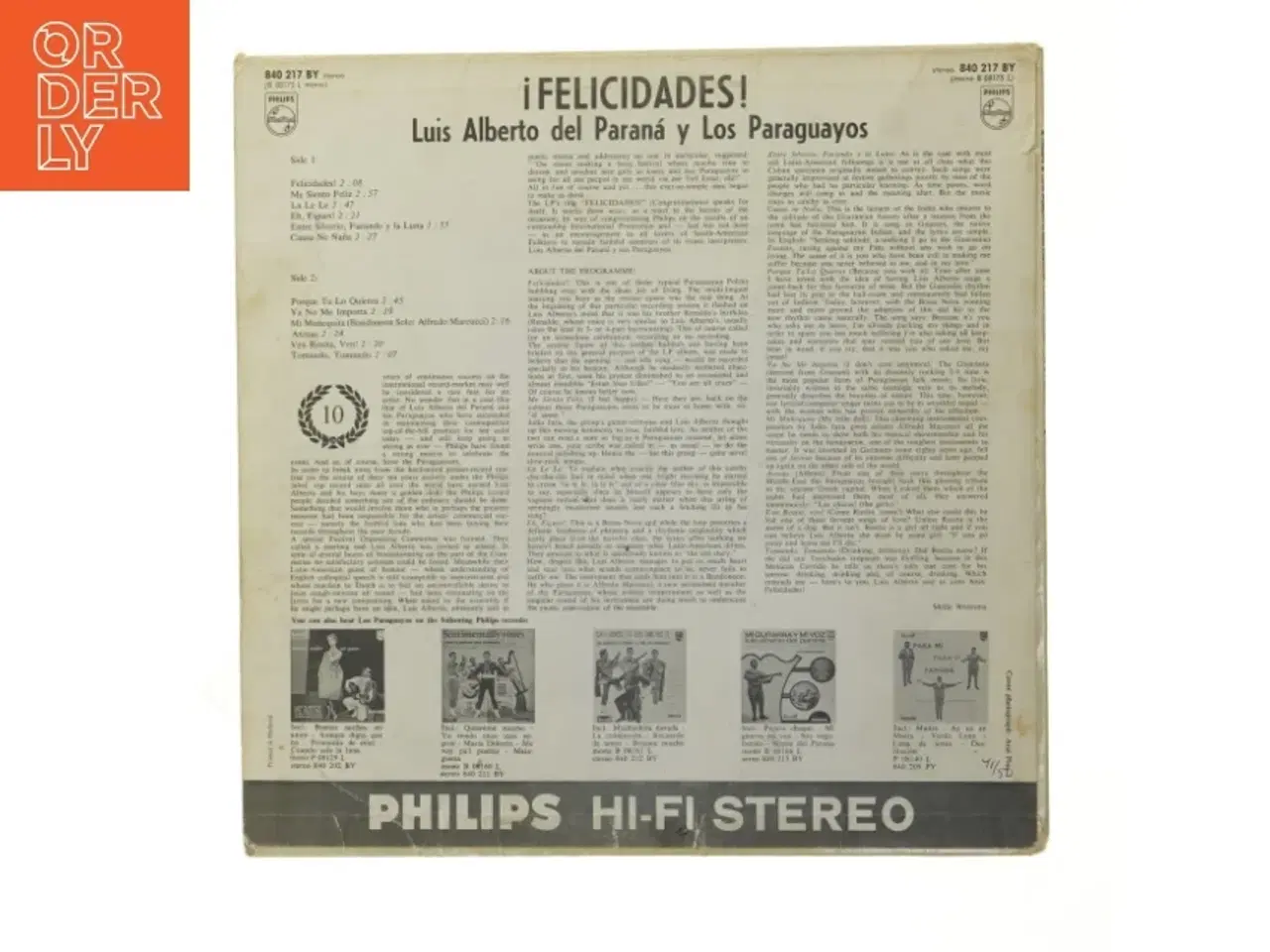 Billede 2 - Luis Alberto del Paran&#225; y Los Paraguayos - Felicidades LP fra Philips