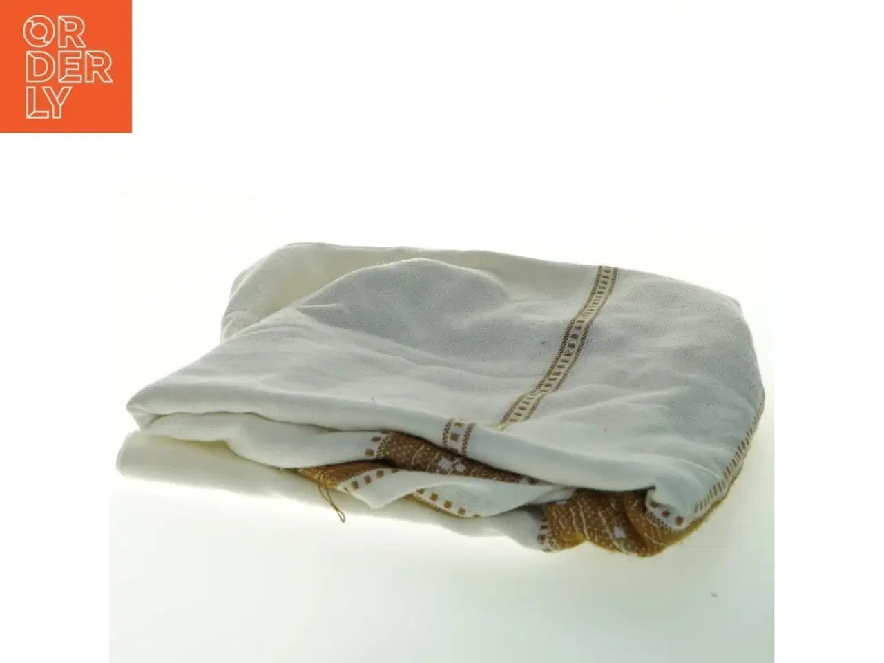 Billede 2 - Hvidt dug med brunt mønster