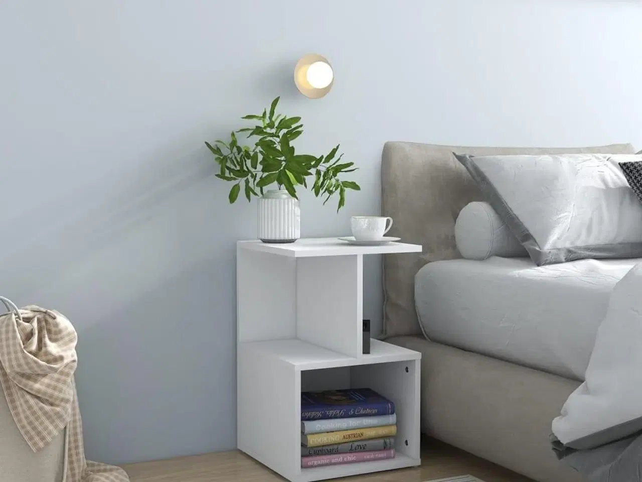 Billede 1 - Sengebord 35x35x55 cm konstrueret træ hvid