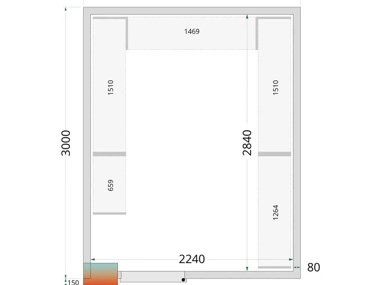 Billede 2 -  Tefcold Kølerum – 2400 x 3000 x 2200 mm – CRPF243