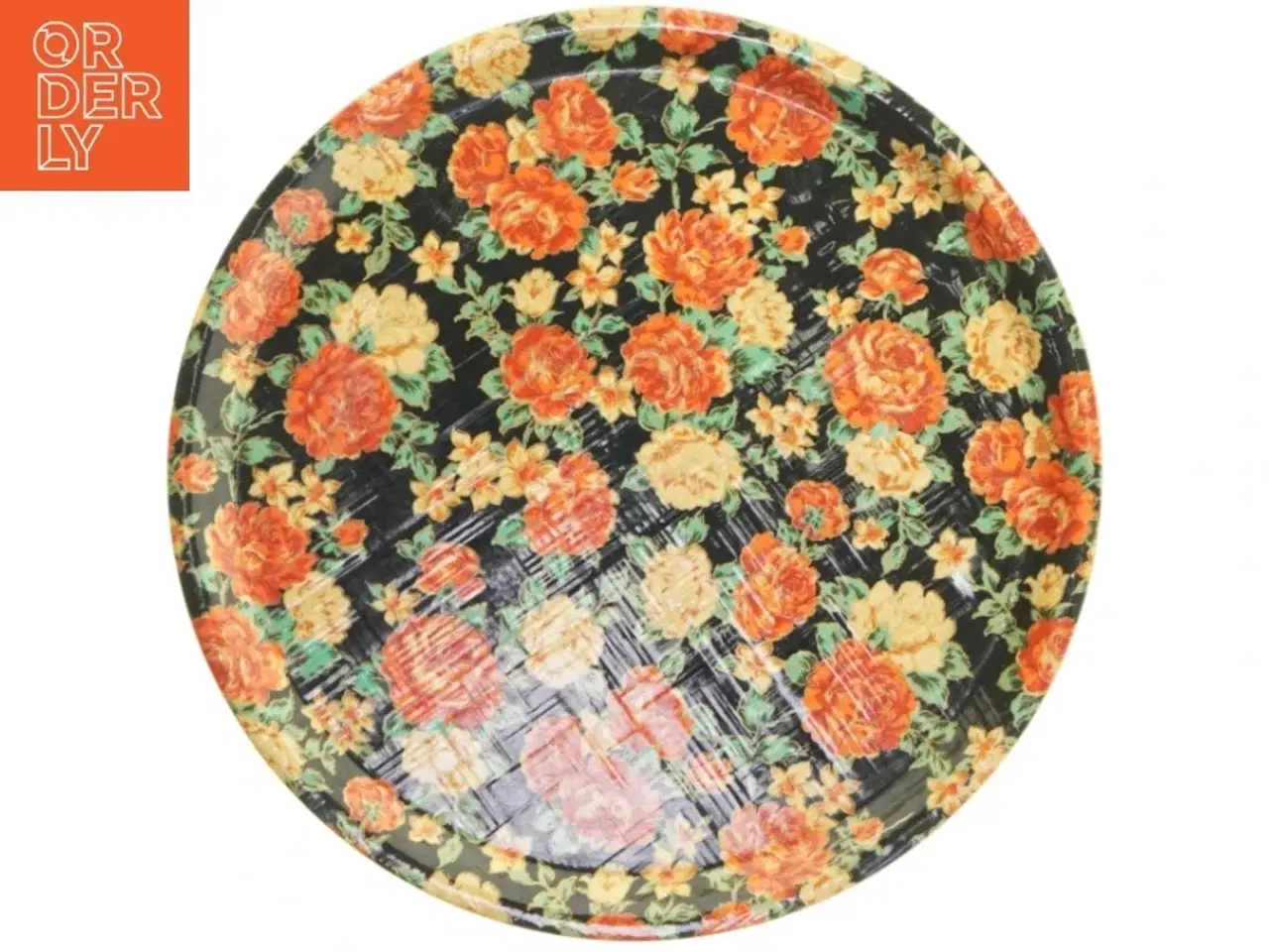 Billede 1 - Rund bakke med blomster (str. Ø 35,5 cm)