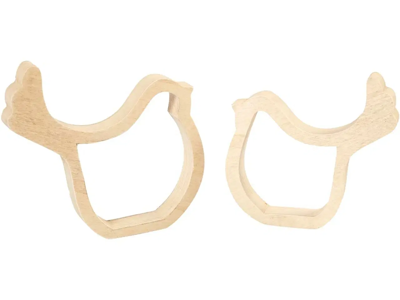 Billede 1 - Dekorative Kyllinger i Træ - Sæt med 2 stk.