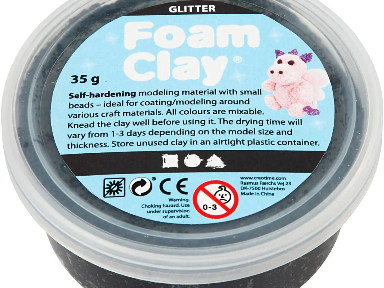 Billede 1 - Foam Clay® med Sort Glitter - 35g