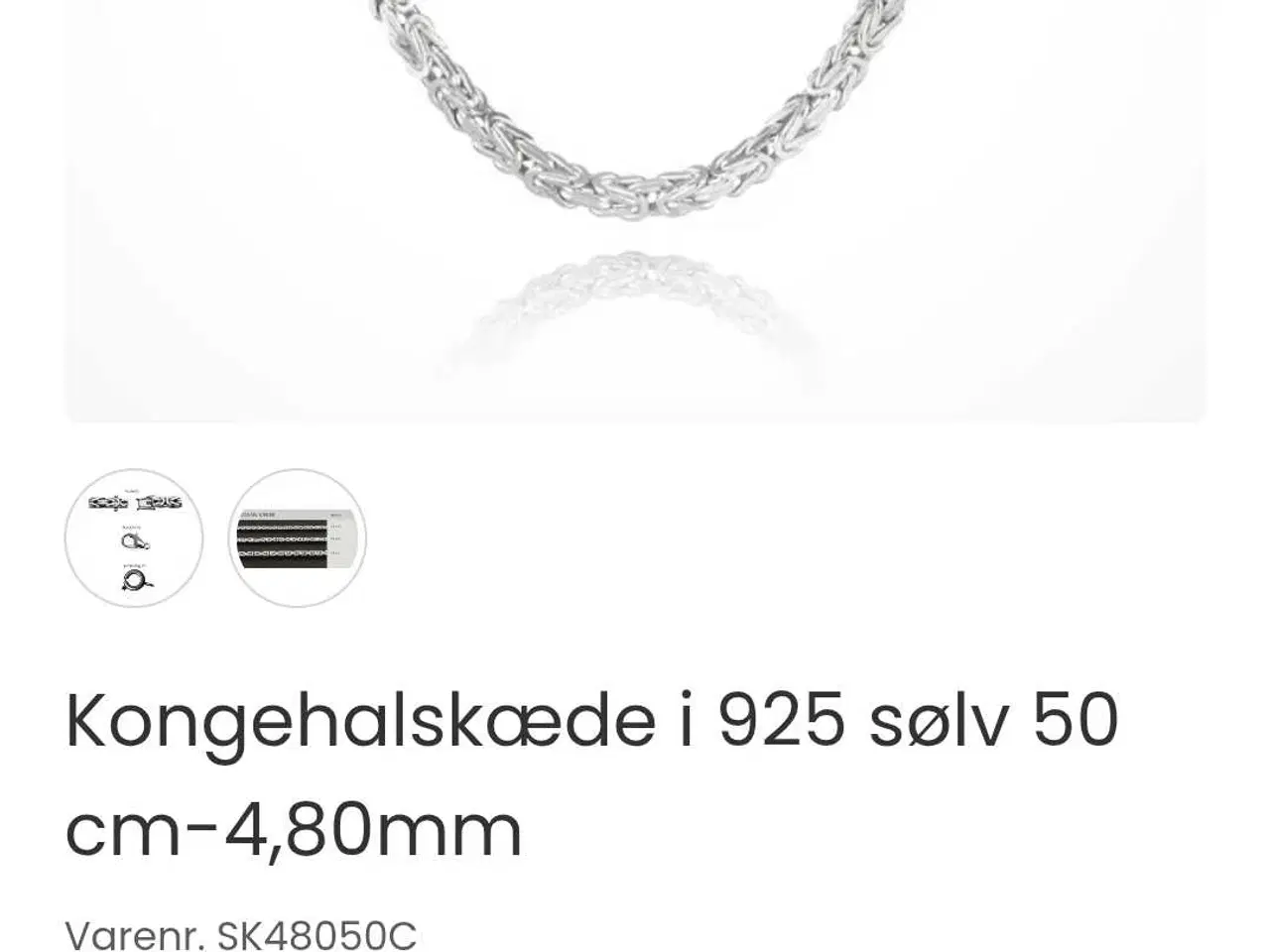Billede 3 - Kongekæde 50 cm (sølv)