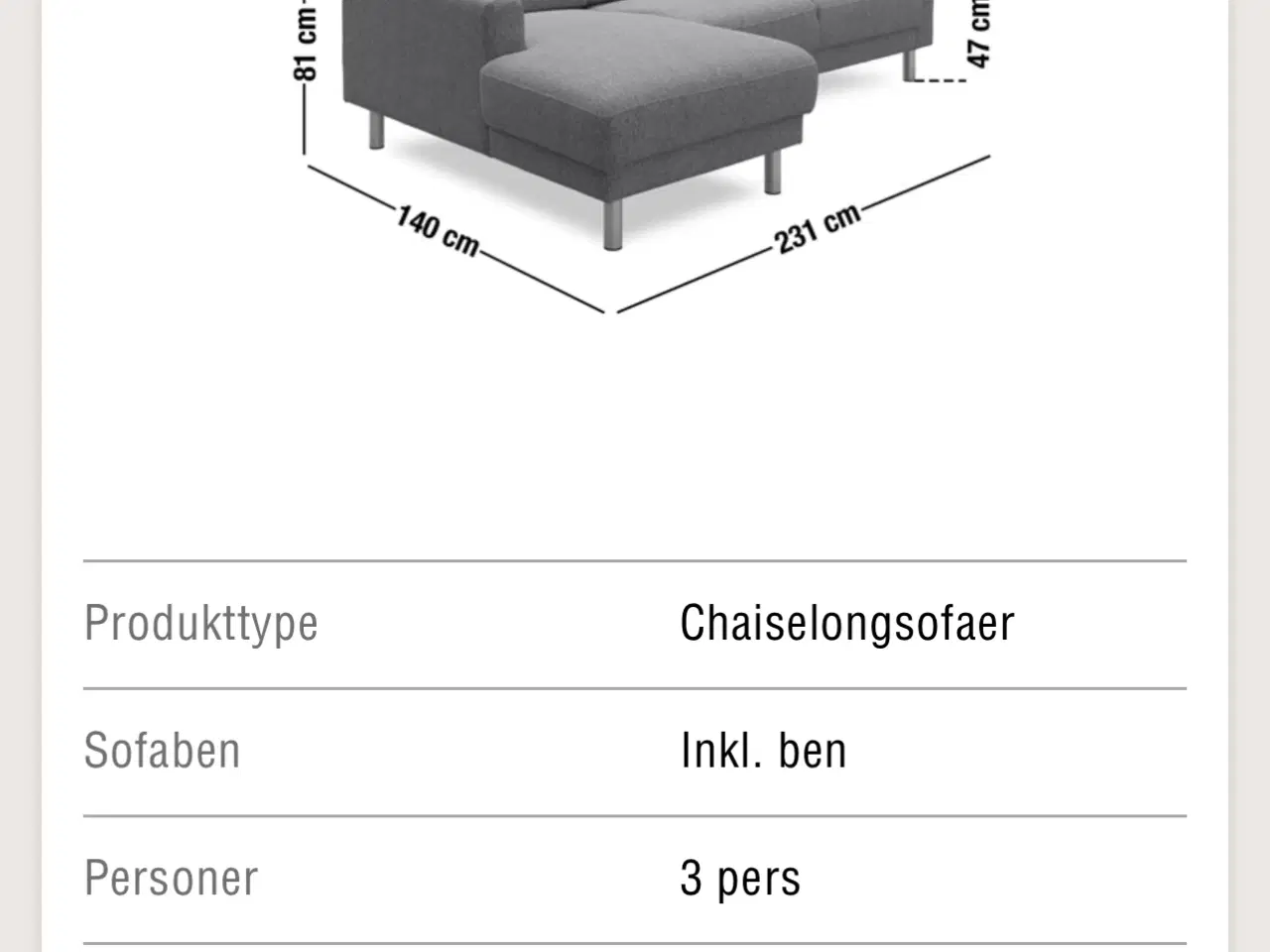 Billede 5 - Sofa med chaiselongsofa