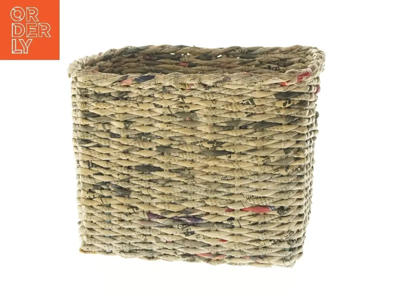 Billede 1 - Flettet kurv af avispapir (str. 29x22x23 cm)