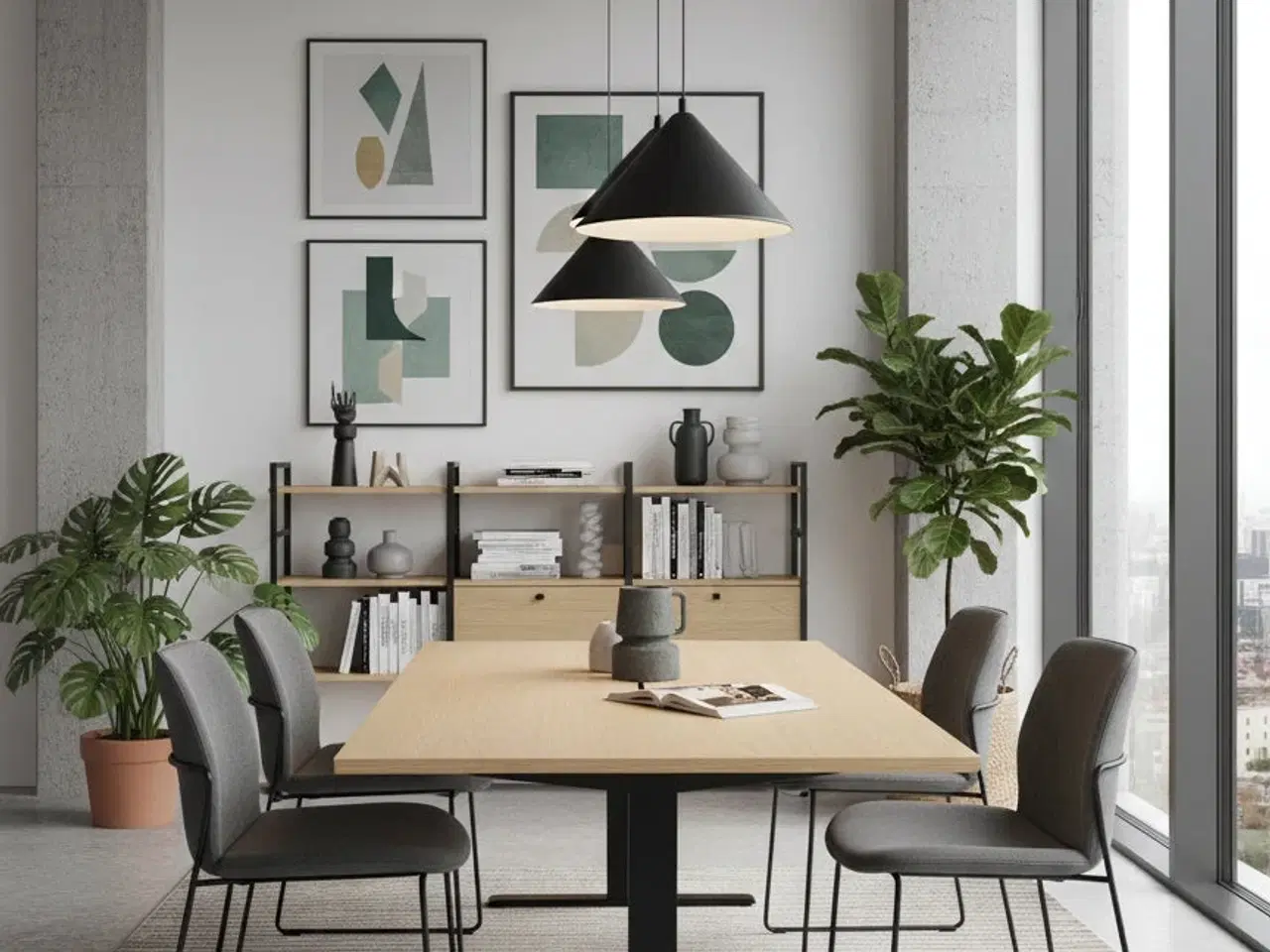 Billede 2 - Mødebord – Eg/Sort Stel 160x80