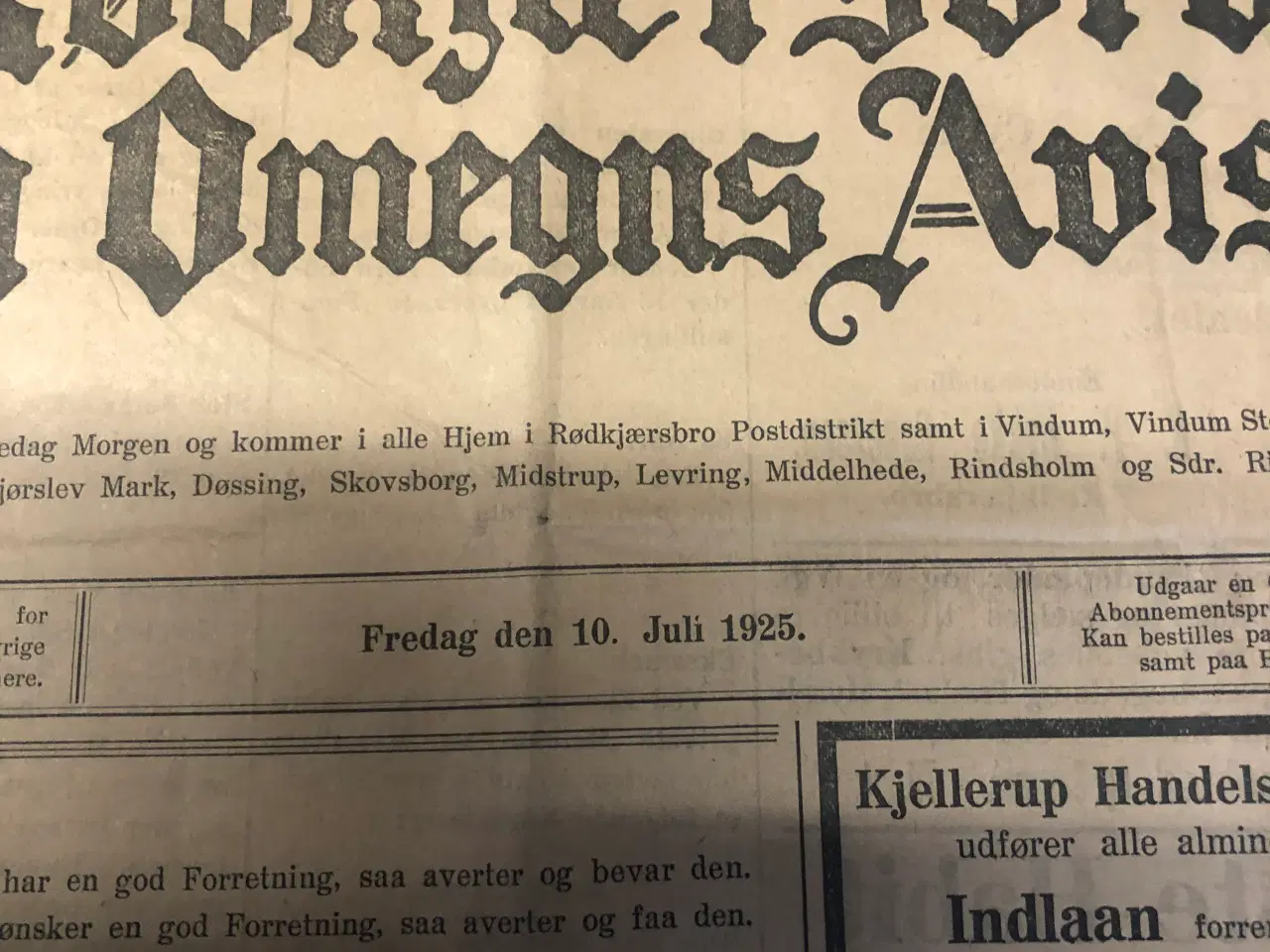 Billede 1 - Rødkjærsbro  omegns avis 1925