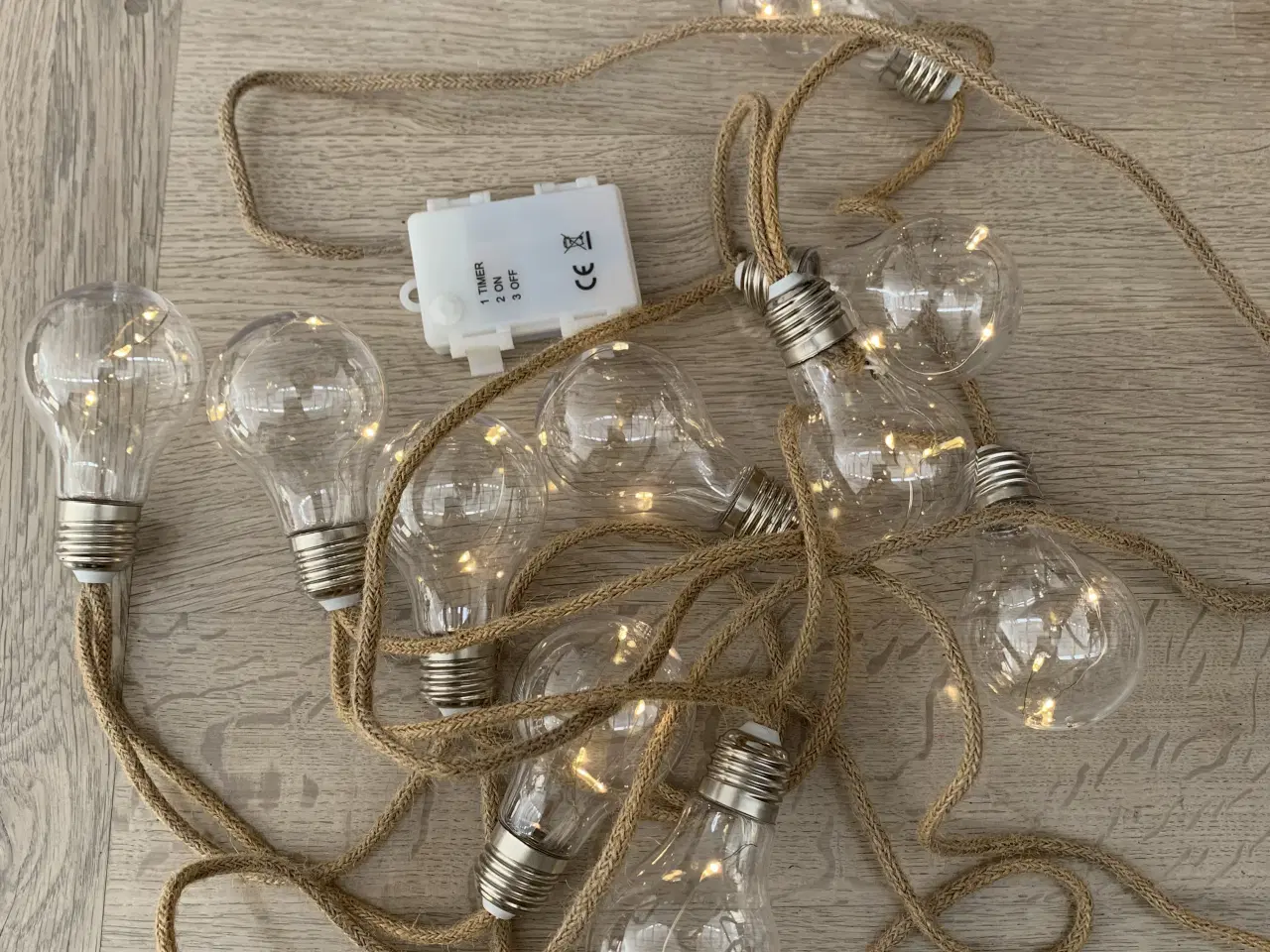 Billede 4 - 5 stk lyskæder med jutesnor på batterier