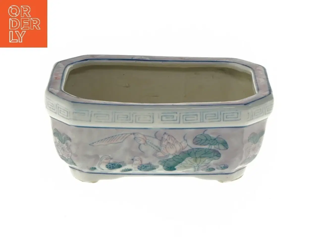Billede 4 - Rektangulært keramikpotte med blomsterdesign (str. 7,5x17,5x12 cm)