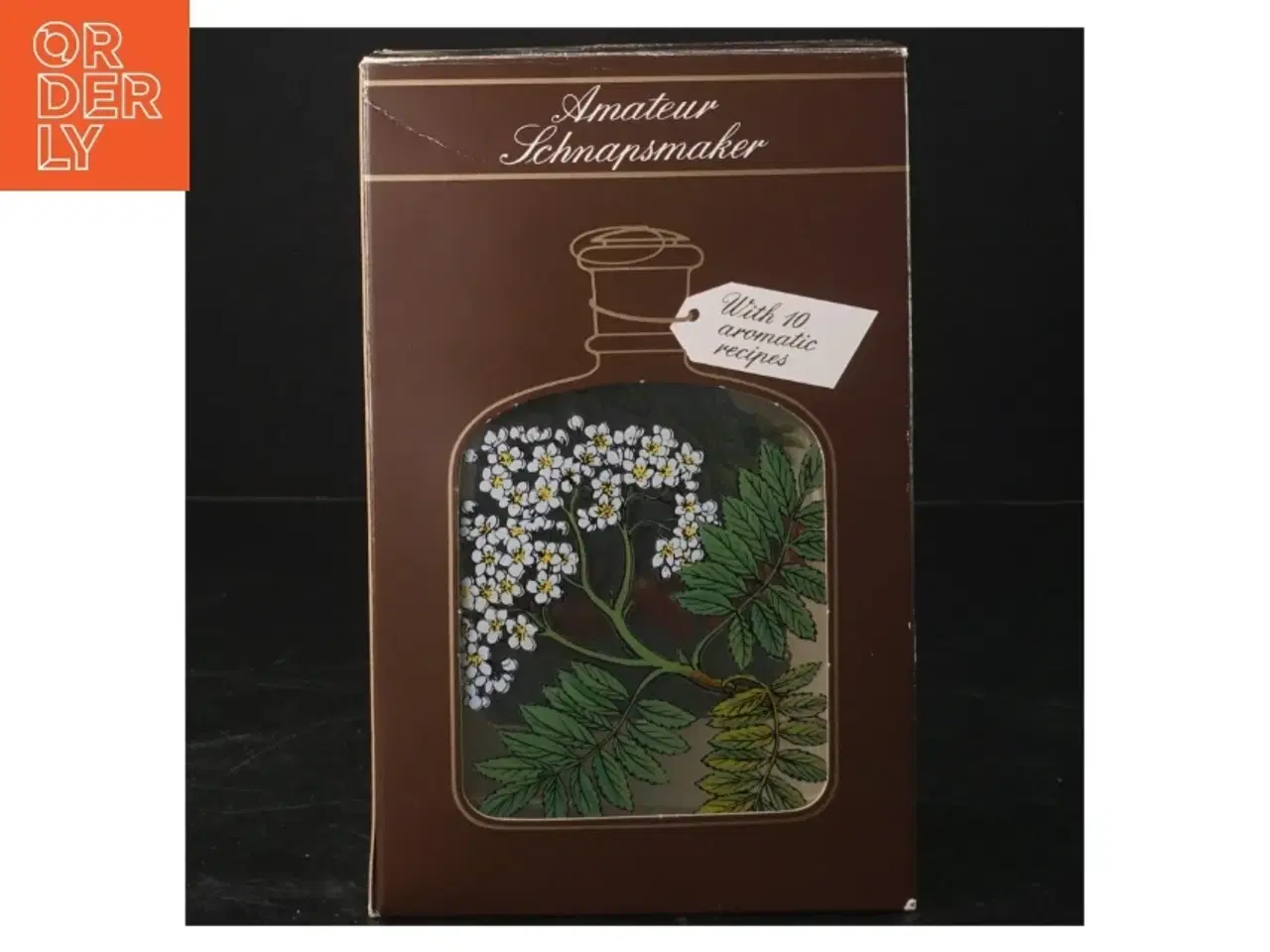 Billede 6 - Glasflaske med planteillustration fra Holmegaard (str. 18x10x7 cm)