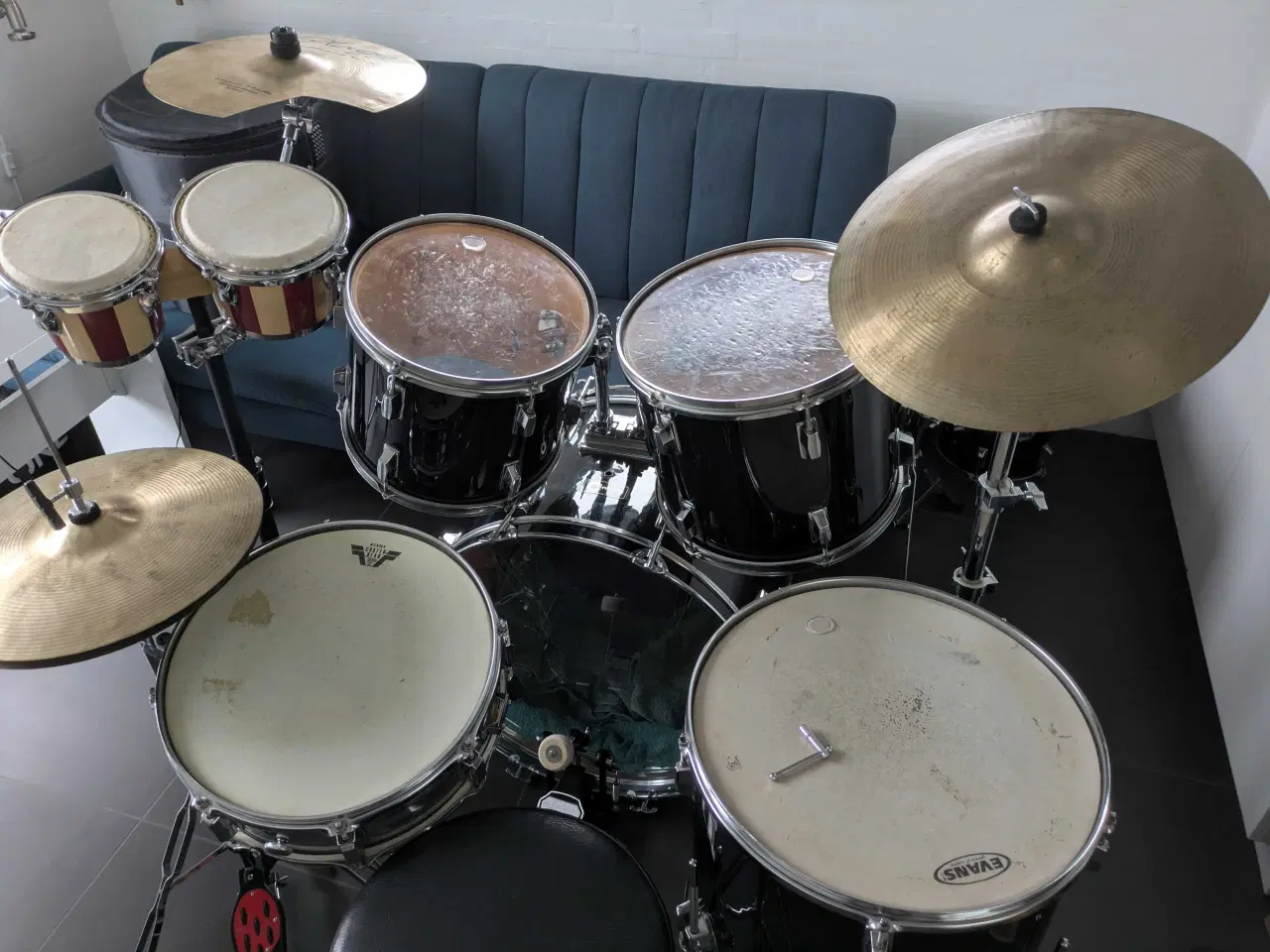 Billede 1 - Flot trommesæt, meget lidt brugt