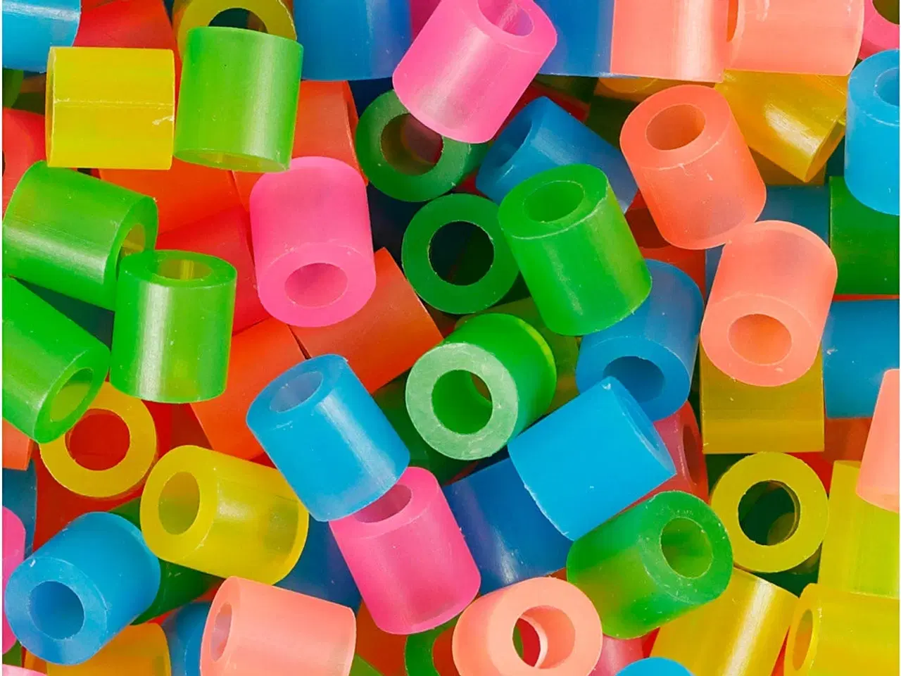 Billede 1 - Neon Rørperler 5x5 mm - 20.000 stk. til kreative projekter