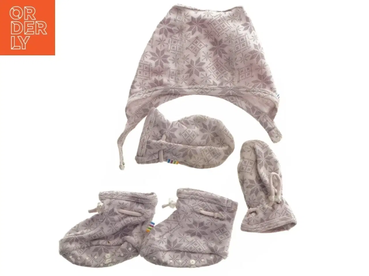 Billede 1 - Joha uld sæt hue, vanter og futsko  (0-6 mdr)