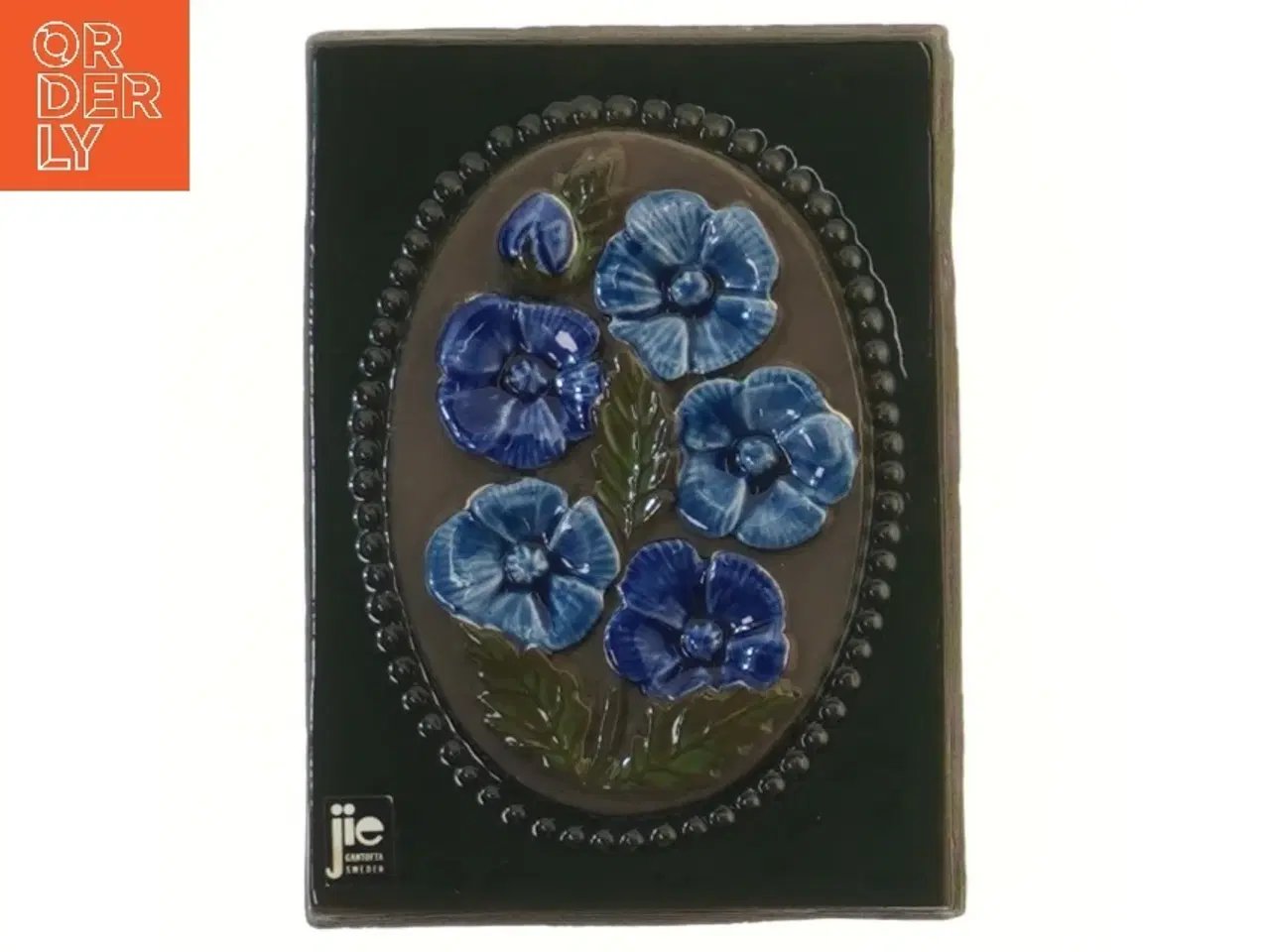 Billede 1 - Keramisk flise med blomster fra JIE (str. 16x12 cm)