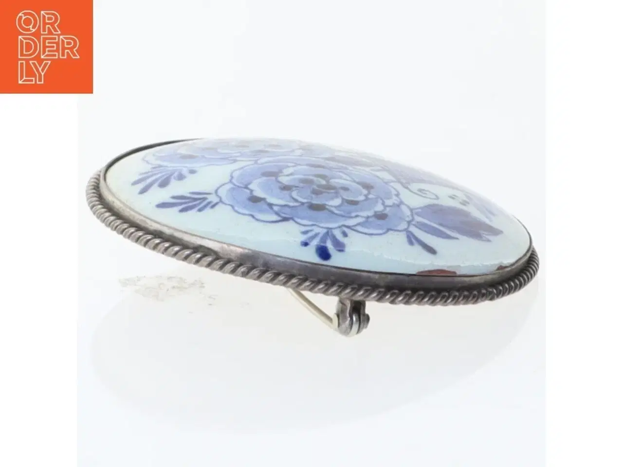Billede 4 - Blåt og hvidt porcelænsbroche (str. Ø 5 cm)