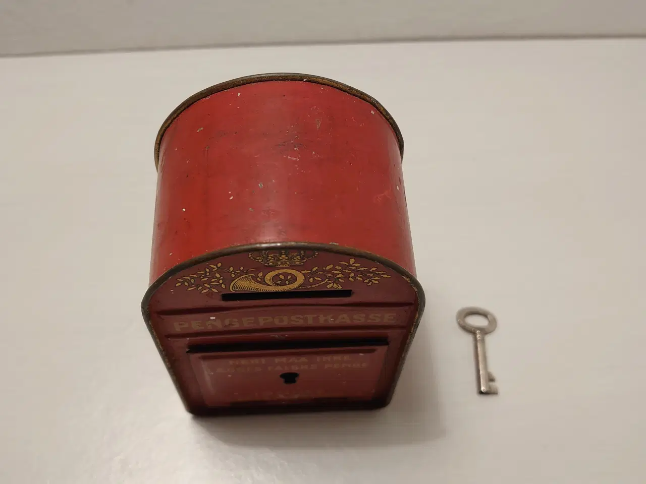 Billede 5 - Bliksparebøsse/pengepostkasse. ca 1930 m. nøgle