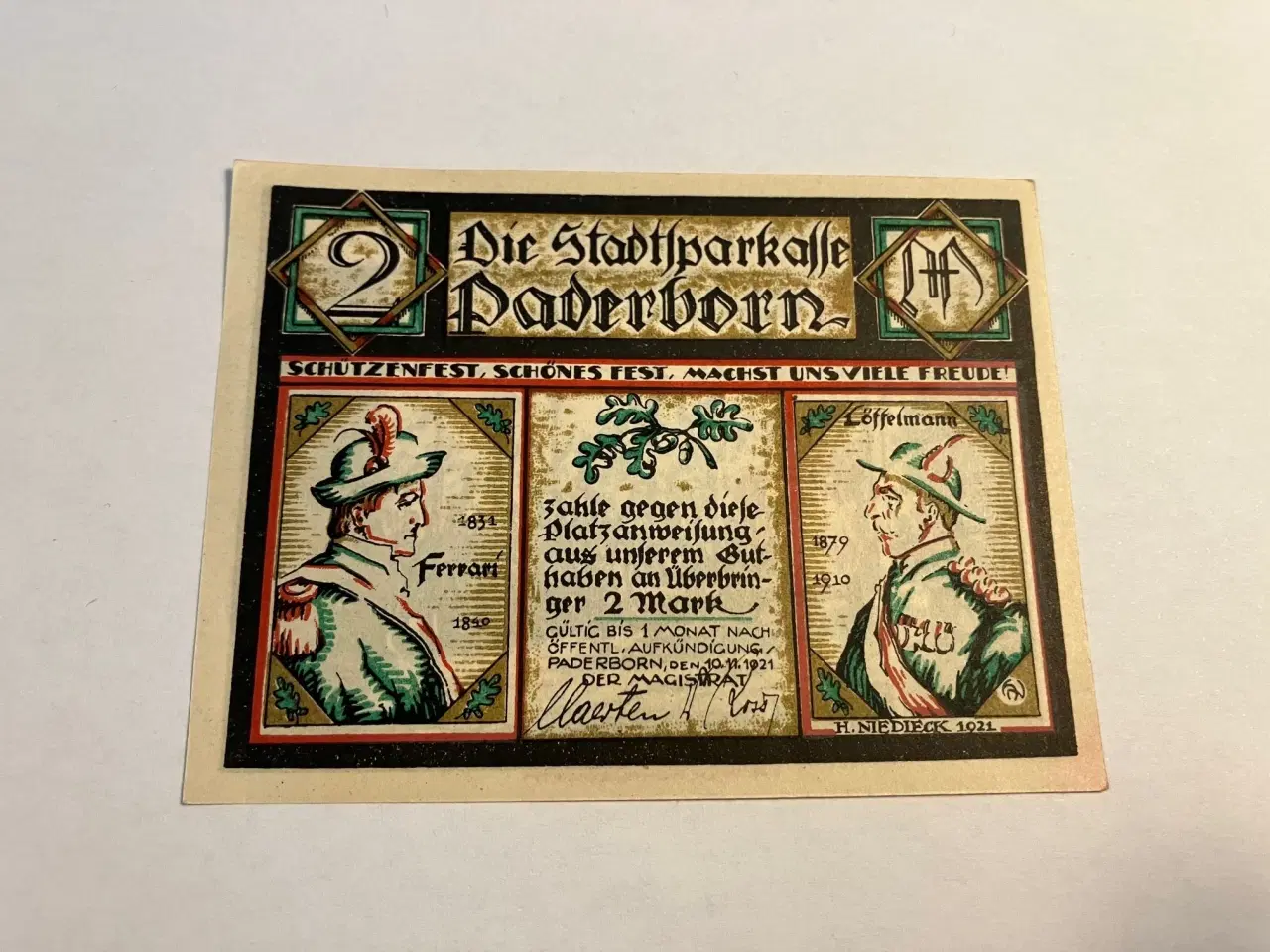 Billede 1 - 2 Mark Paderborn 1921