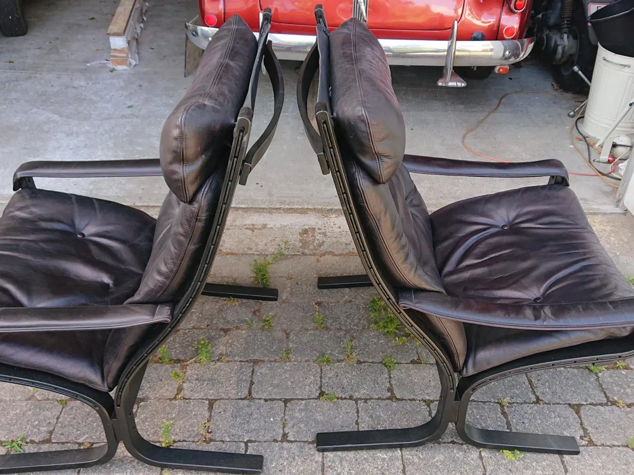 Billede 2 - Siesta læderlænestole. Høje med armlæn.