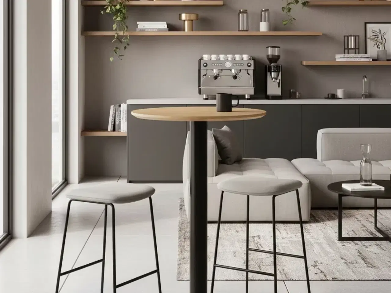 Billede 2 - Højbord – Eg/Sort Stel Ø60 cm