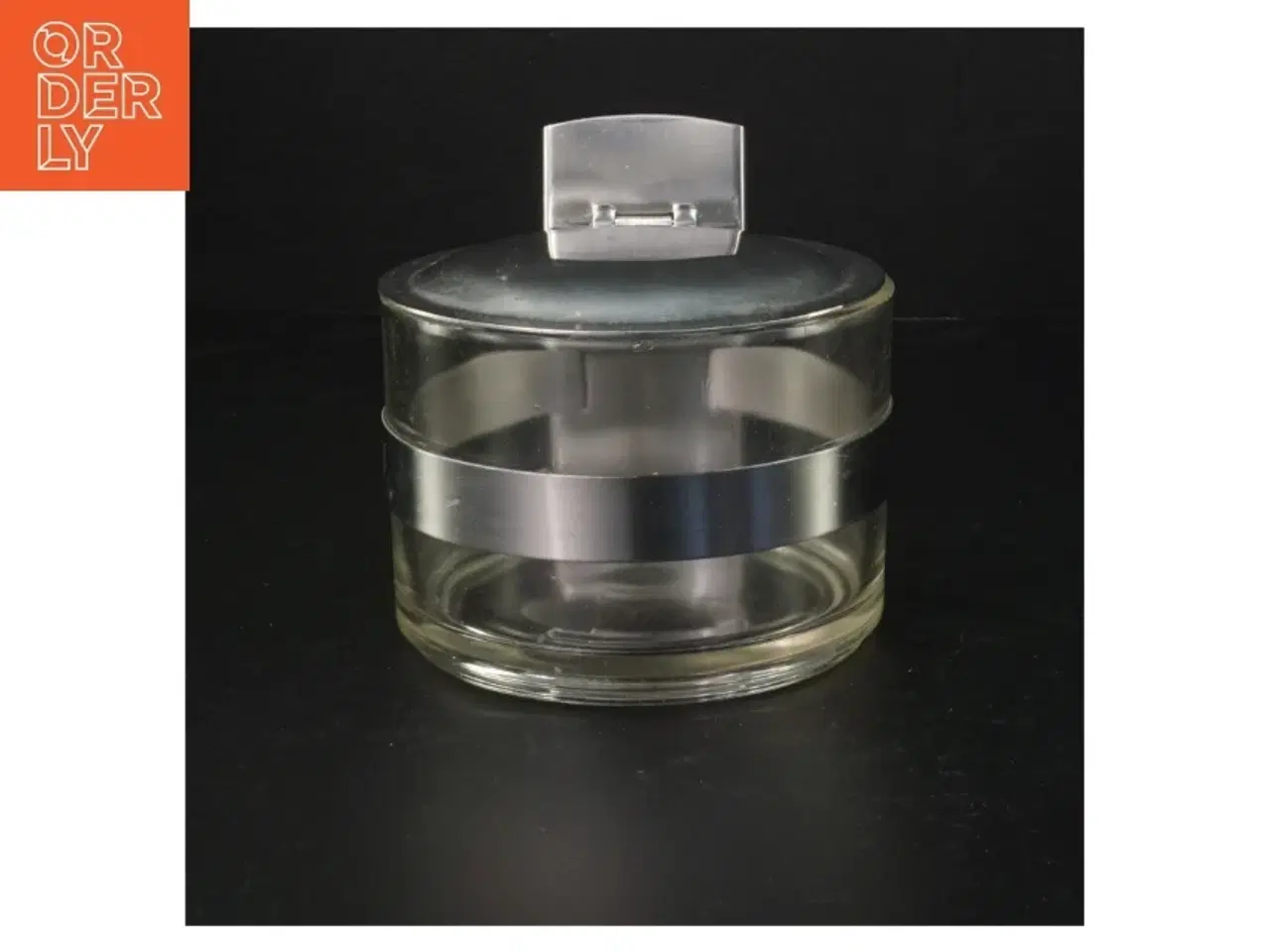 Billede 2 - Saltkar/glasbeholder med låg af rustfritstål (str. Ø 11 cm)