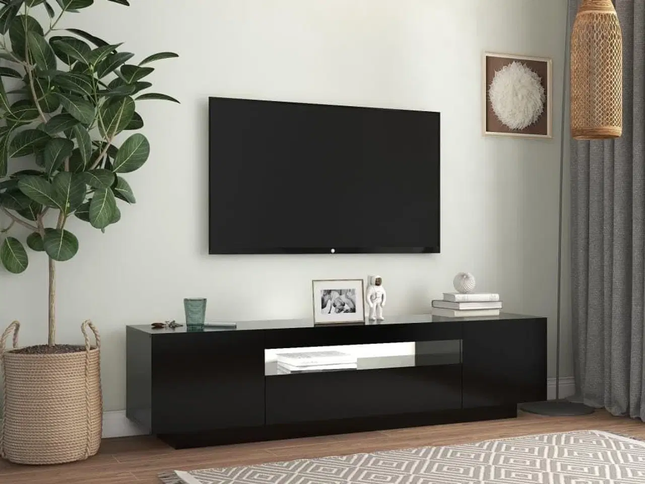 Billede 5 - Tv-bord med LED-lys 160x35x40 cm sort