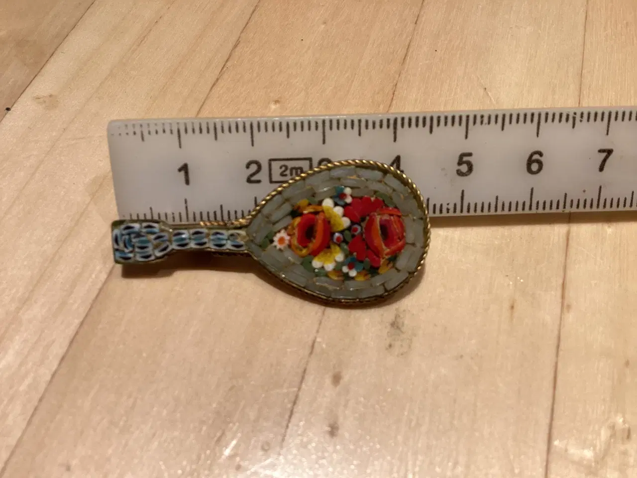 Billede 5 - Ældre mikromosaik broche - mandolin/guitar