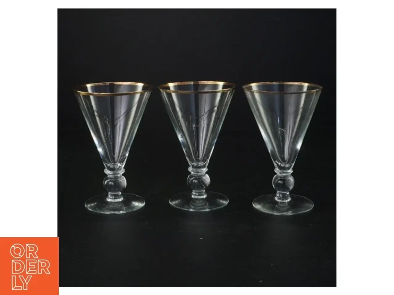 Billede 1 - Vintageglas med guldkant (str. 13 x 9 cm)