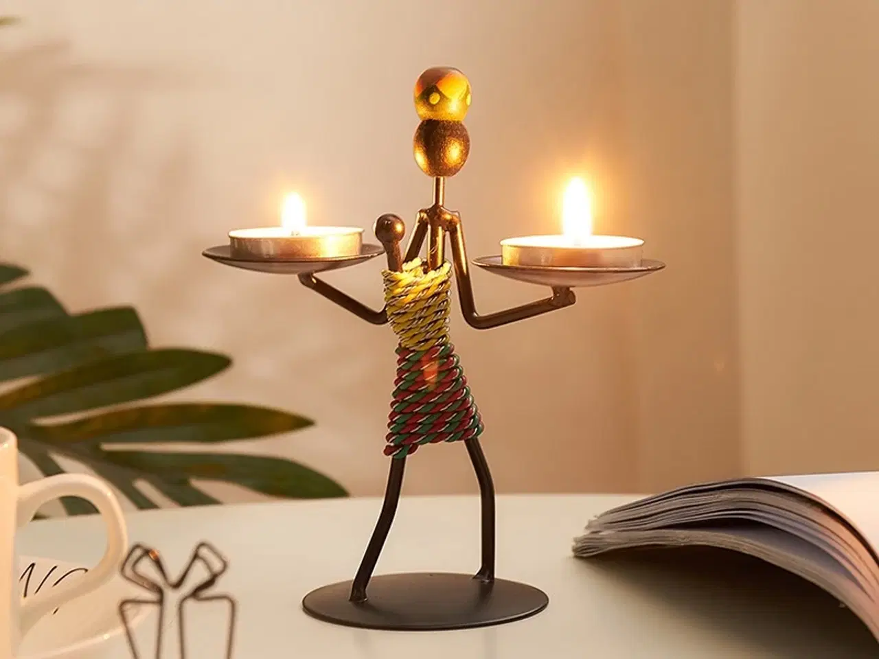 Billede 1 - * Lækker dobbelt fyrfadsstage - i afrikansk stil