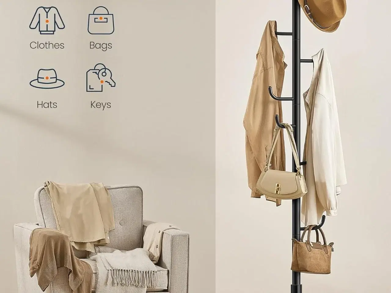 Billede 3 - Stumtjenere gulv HOME kaktusformet knagerække, 8 kroge, 175,3 cm, sort