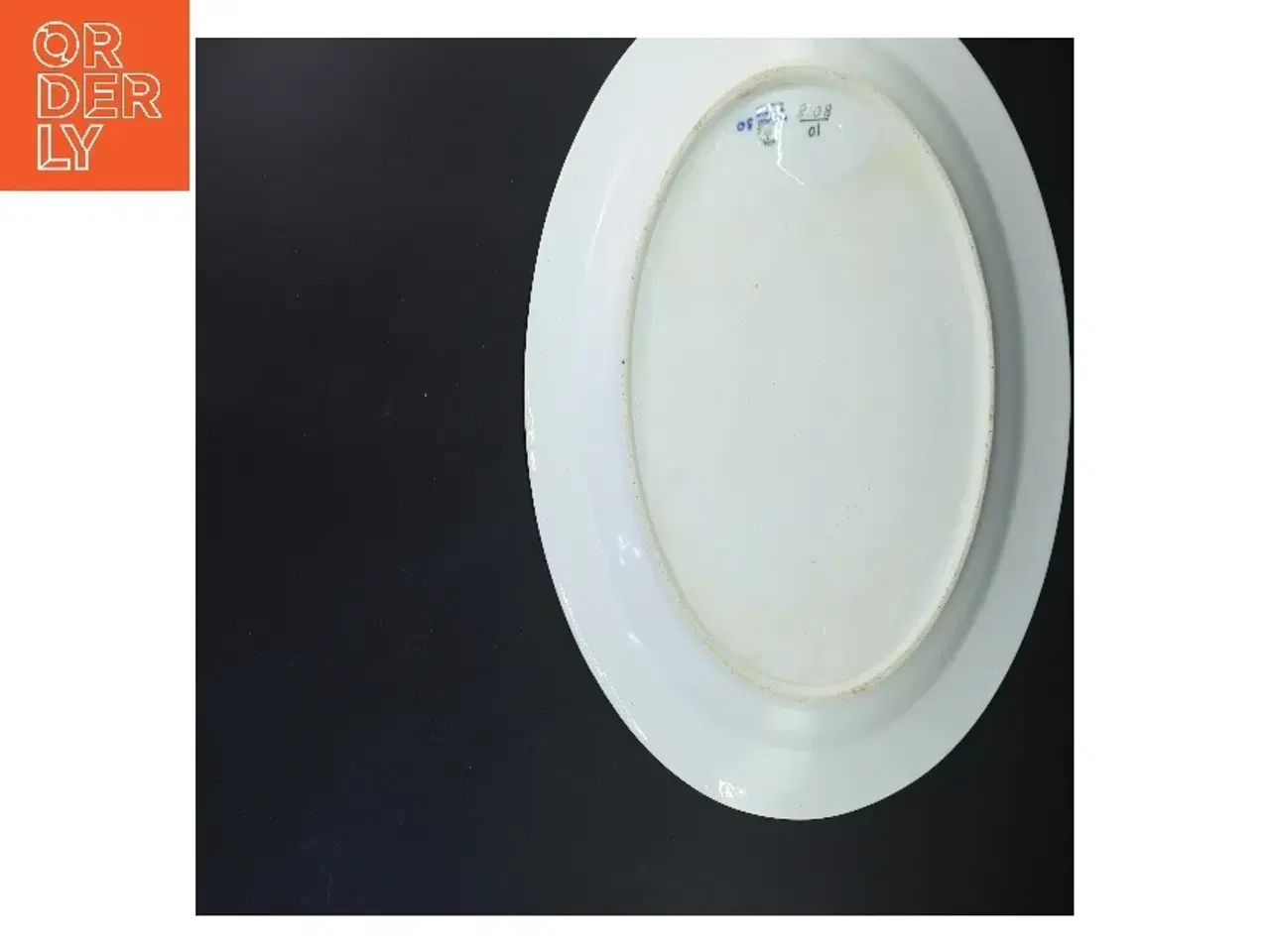 Billede 2 - Porcelænsfad med blå blomst fra Royal Copenhagen (str. 42x34 cm)