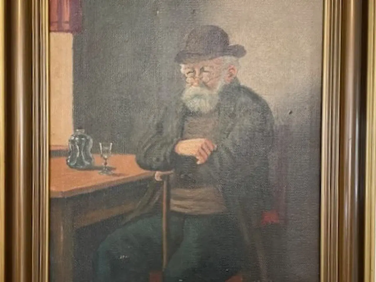 Billede 1 - Oliemaleri med ældre mand – signeret O. Bryggen – 