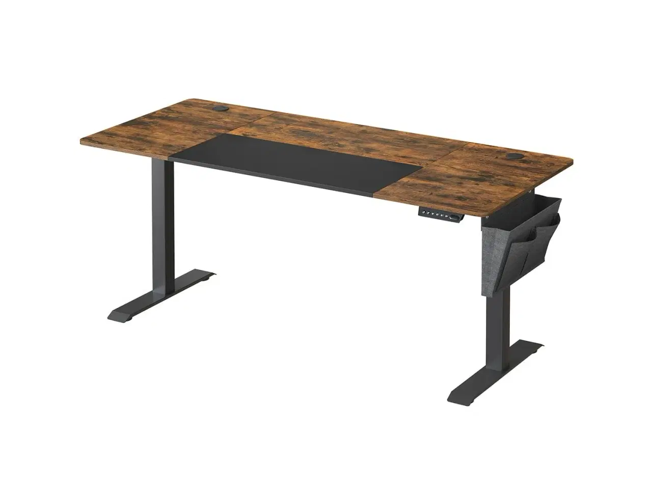 Billede 1 - Hæve-sænke skrivebord SONGMICS, 70 × 160 × 72–120 cm, delt bordplade, hukommelsesfunktion, vintage brun/sort