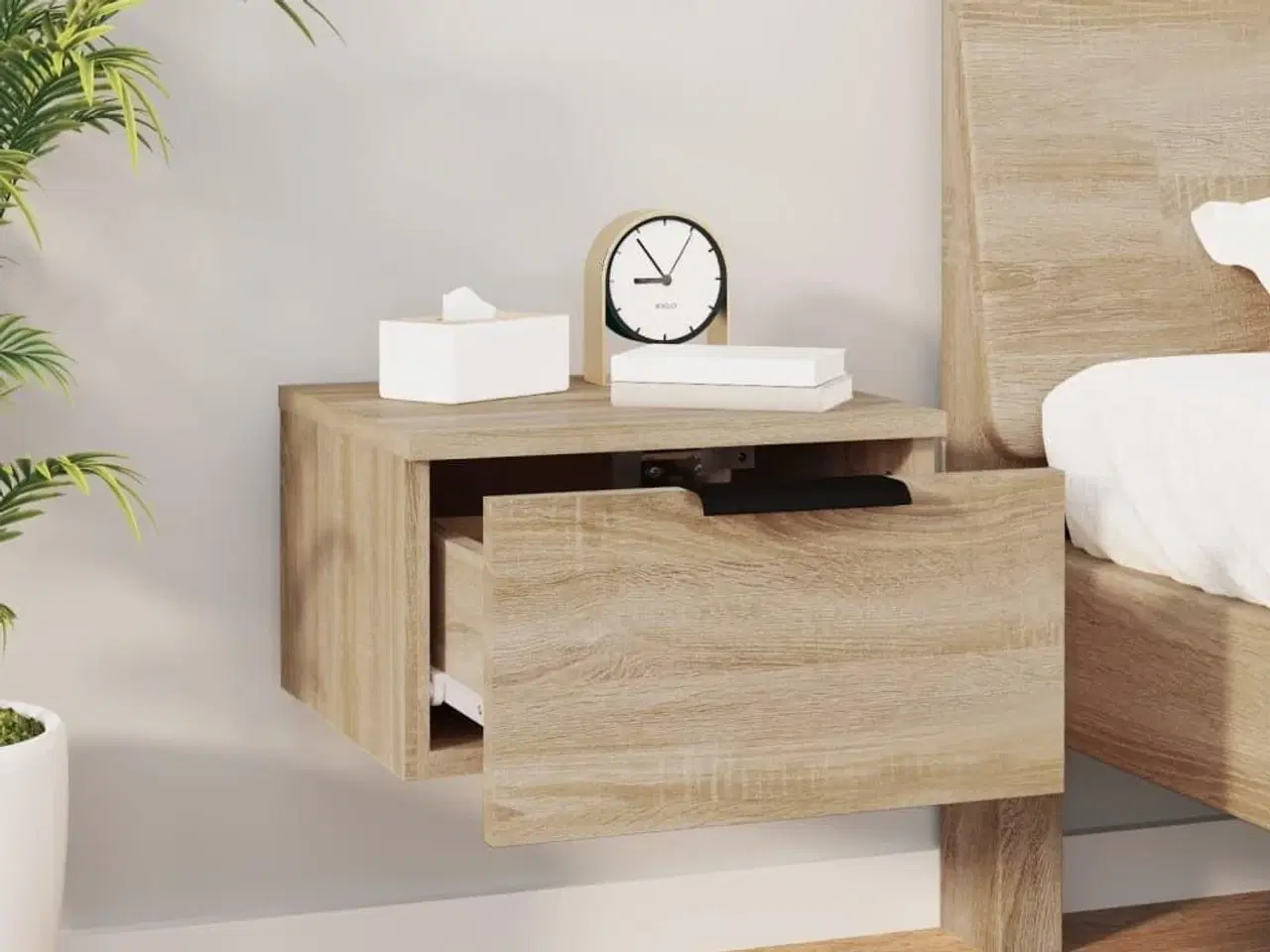 Billede 7 - Væghængt sengebord 34x30x20 cm sonoma-eg