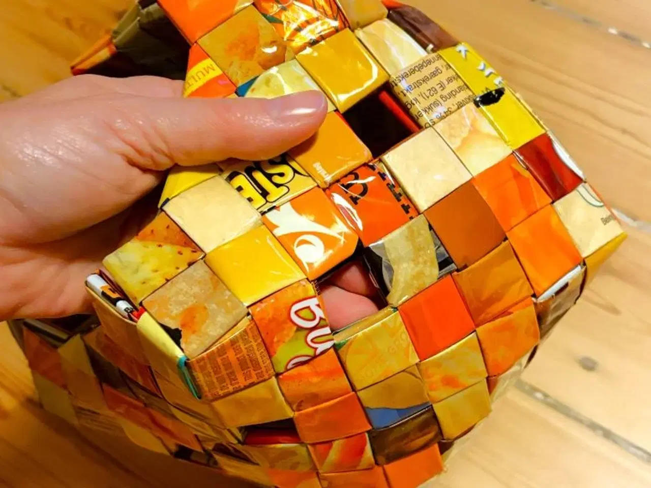 Billede 4 - Strikkekurv i orange nuancer - unika