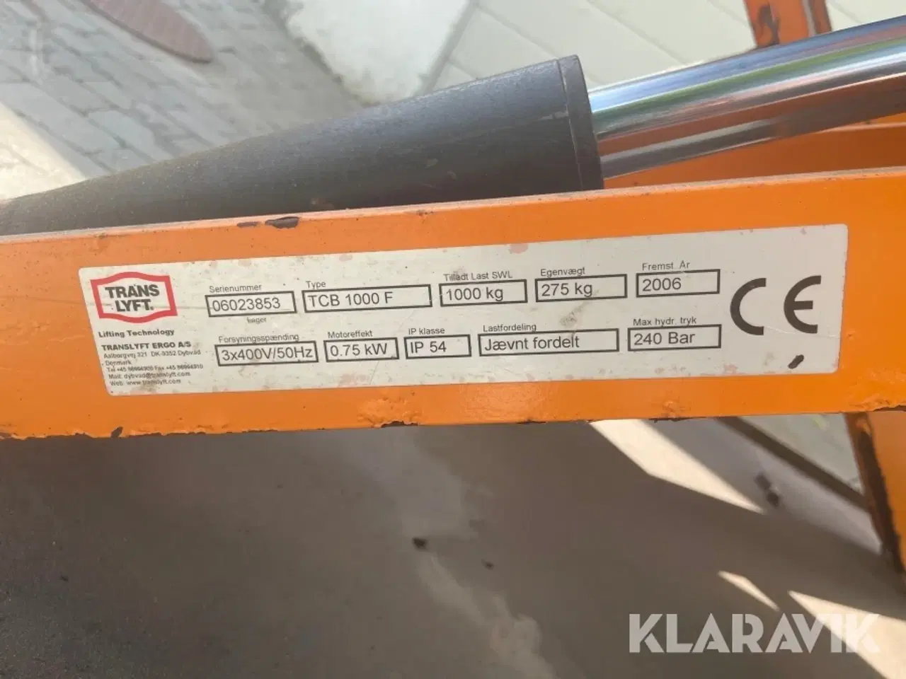 Billede 10 - Hydraulisk Sakselift Trans Lyft TCB 1000 F